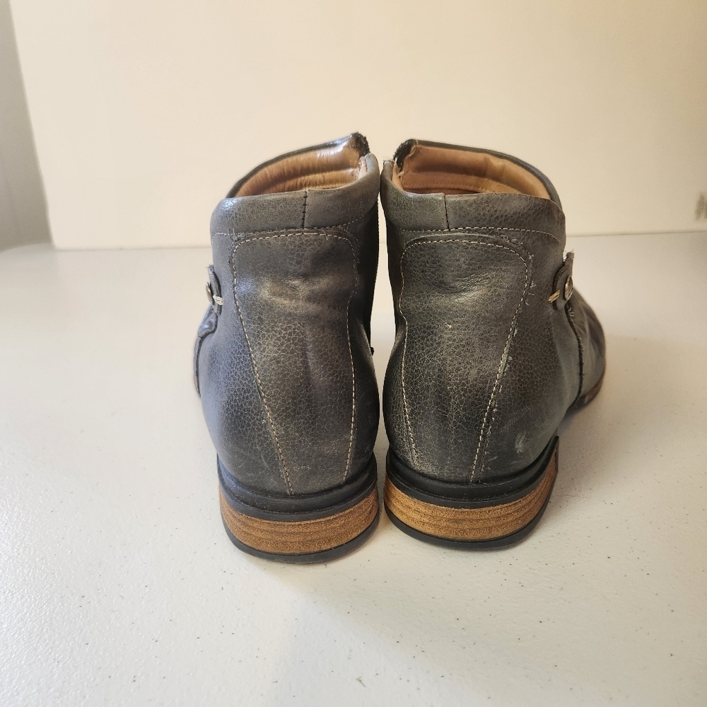 Wanda Panda Gray Leather Ankle Boots Zipper Womens size 8 EU 39 Fall Winter - Picture 5 of 8
